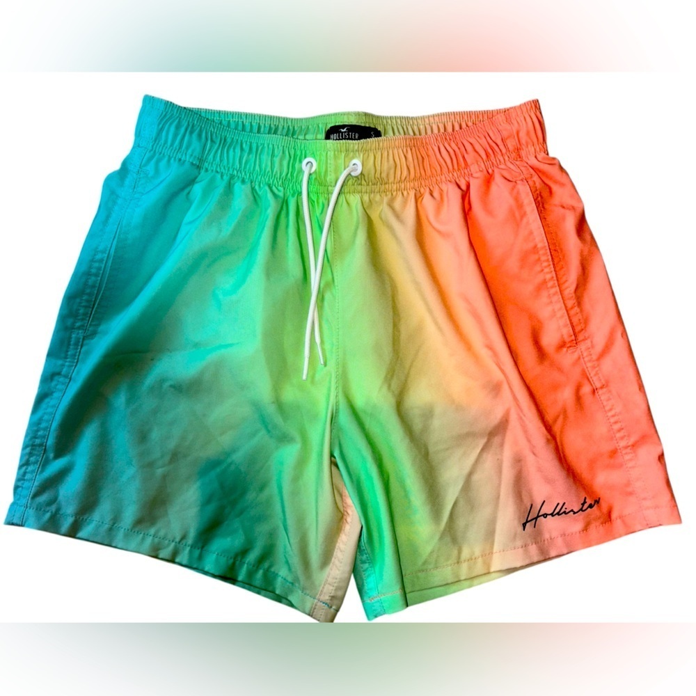 Hollister Green and Orange Gradient Swim Shorts